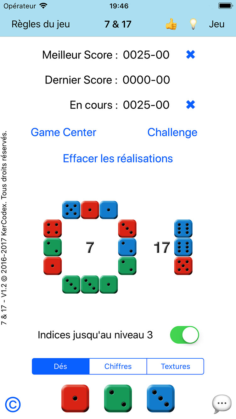 7 & 17 écran de réglages