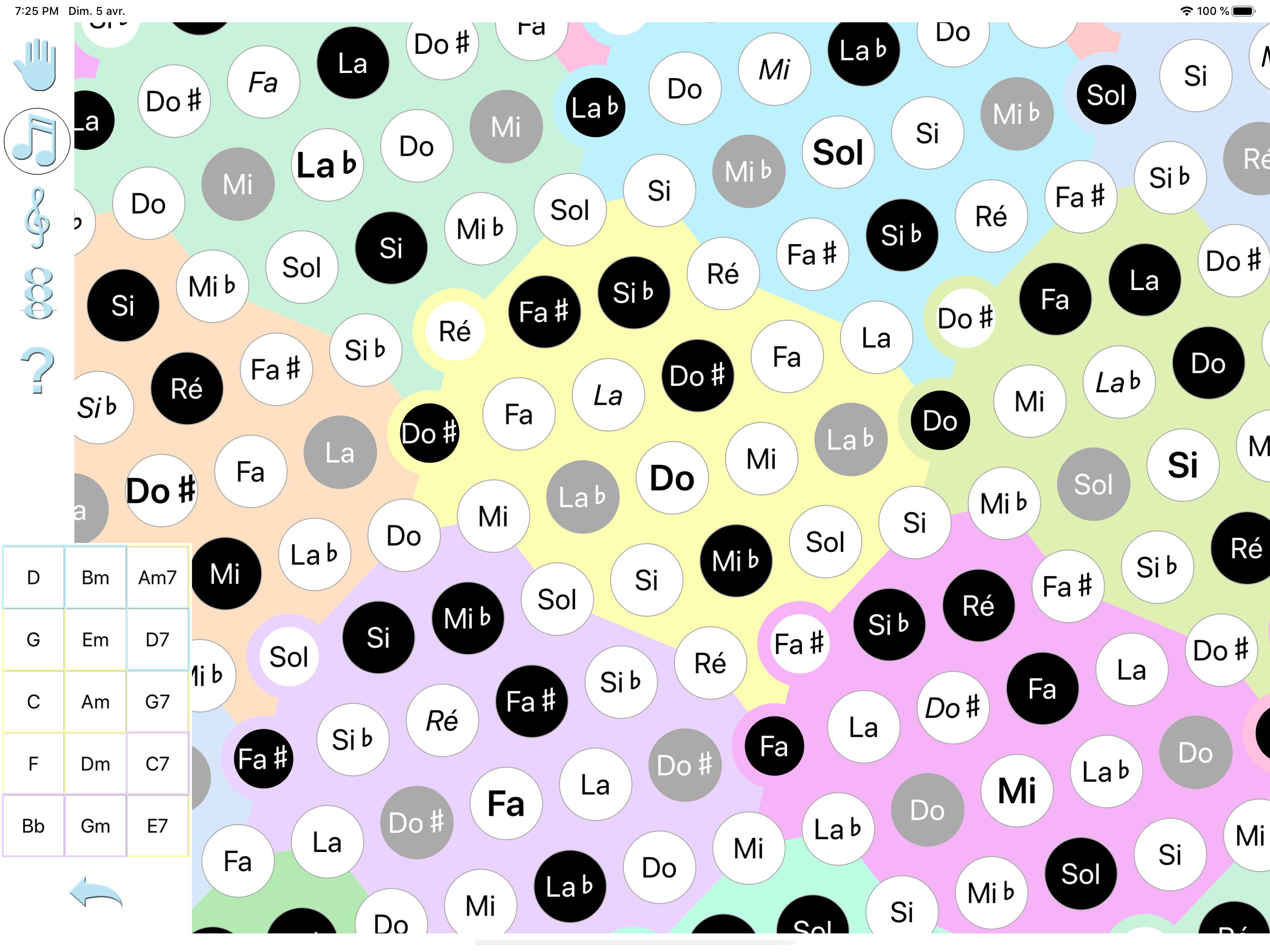 Aide daltonien - menu des accords
