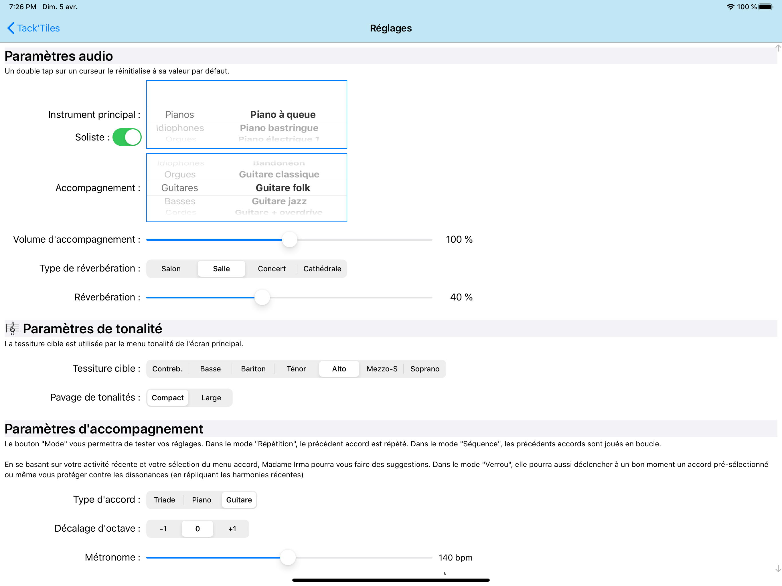 Aide daltonien - r&eacute;glages