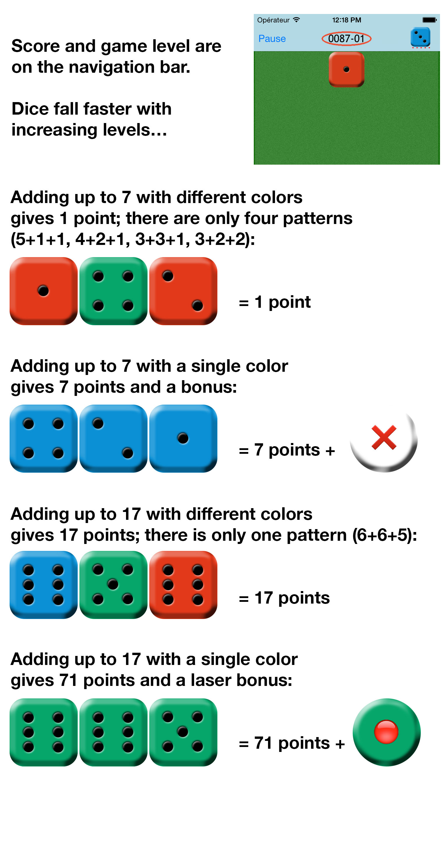 r&egrave;gle du jeu 7 & 17 (Scores)